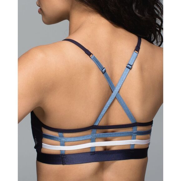 Lululemon Shala Bra in Naval Blue / Blue Denim / White - sz 2 - Picture 2 of 6